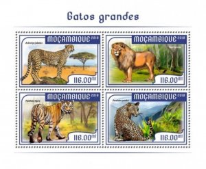 Mozambique - 2018 Big Cats, Cheetah, Lion, Tiger - 4 Stamp Sheet - MOZ18205a2