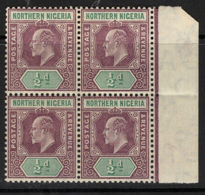 NORTHERN NIGERIA SG20 1905 ½d DULL PURPLE & GREEN MTD MINT BLOCK OF 4