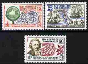 NEW HEBRIDES - 1968 - Bourgainville Visit - Perf 3v Set, English - M N H