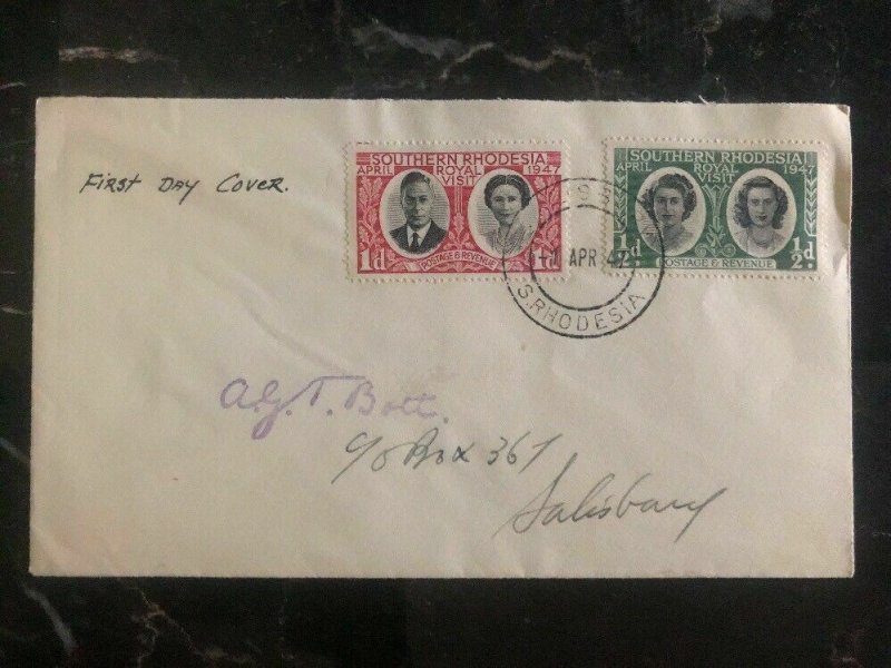 1947 SOuth Rhodesia First Day Cover FDC Royal Visit King George VI