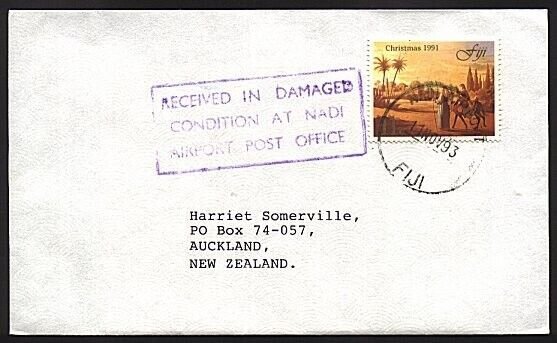 FIJI 1993 cover RECEIVED IN DAMAGED CONDITION NADI AIRPORT.................93279