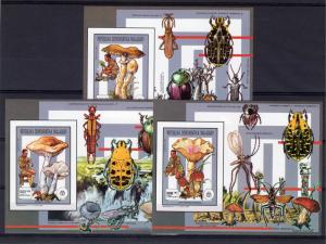 Madagascar 1991 Mushrooms/Scouts/Insects  3 S/S Imperforated  MNH VF