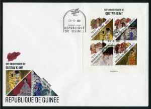 GUINEA  2022  160th BIRTH OF GUSTAV KLIMT SHEET FIRST DAY COVER