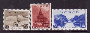 Norway-Sc#184-6- id9-unused light hinge set-white paper-Church-Reindeer-1939--