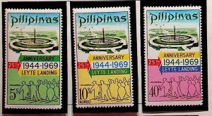 PHILIPPINES Sc 1038-40 NH ISSUE OF 1969 - WORLD WAR II