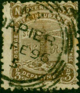 New Zealand 1891 3d Deep Brown SGL4 Good Used