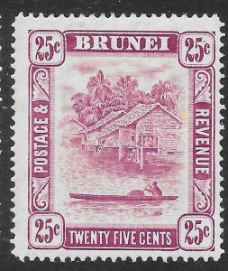 BRUNEI SG87 1947 25c DEEP CLARET MTD MINT*