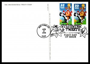 US UX291 Sylvester and Tweety Combo U/A FDC Postal Card