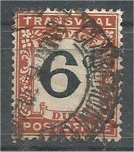 TRANSVAAL, 1907, used 6p, POSTAGE DUE Scott J6