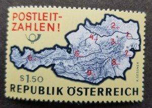 *FREE SHIP Austria Introduction Postcodes 1966 Postal Code Map (stamp) MNH