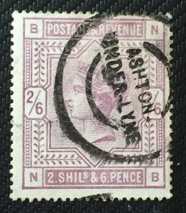 GB QV 1883-4 2/6 Lilac Used ASHTON UNDER LYNE postmark SG#178 GB4229