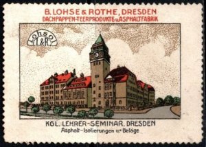 Vintage Germany Poster Stamp B. Lohse & Rothe Roofing Felt Products & Asphalt