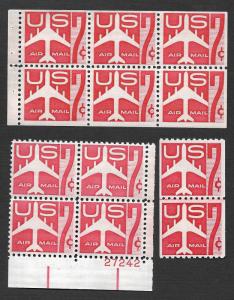 1960 VF-XF 7c Red Jet Airmail Grouping Scott #C60** PNB #C60a** #C61** LP