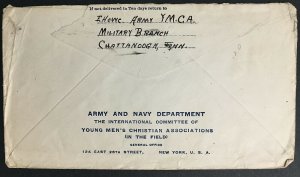 1917 Used WWI, Chattanooga, TN YMCA Patriotic Envelope with the colors