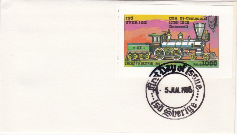 Sverige, Locomotive Souvenir Sheet on First Day Cover.