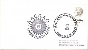 US SPECIAL EVENT POSTMARK COVER A.A.C.R.A.O. CONVENTION AT MIAMI BEACH 1978