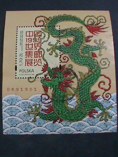 POLAND 1999 SC#3443  WORLD STAMP SHOW CHINA'99-DRAGON MNH S/S SHEET- VERY FINE