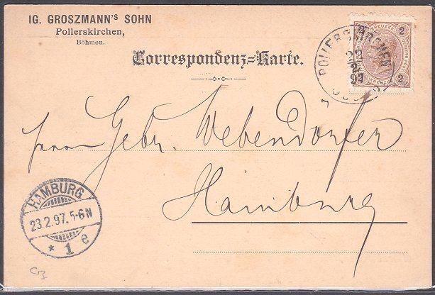 CZECHOSLOVAKIA 1897 AUSTRIA postcard used ex POLLERSKIRCHEN................53842
