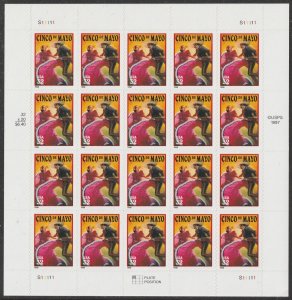 US 3203 Cinco De Mayo 32c sheet 20 MNH 1998