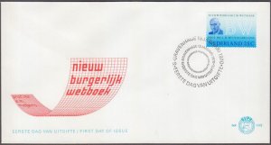 NETHERLANDS Sc # 480 FDC PROF EM MEIJERS, DRAFTED NETHERLANDS NEW CIVIL CODE