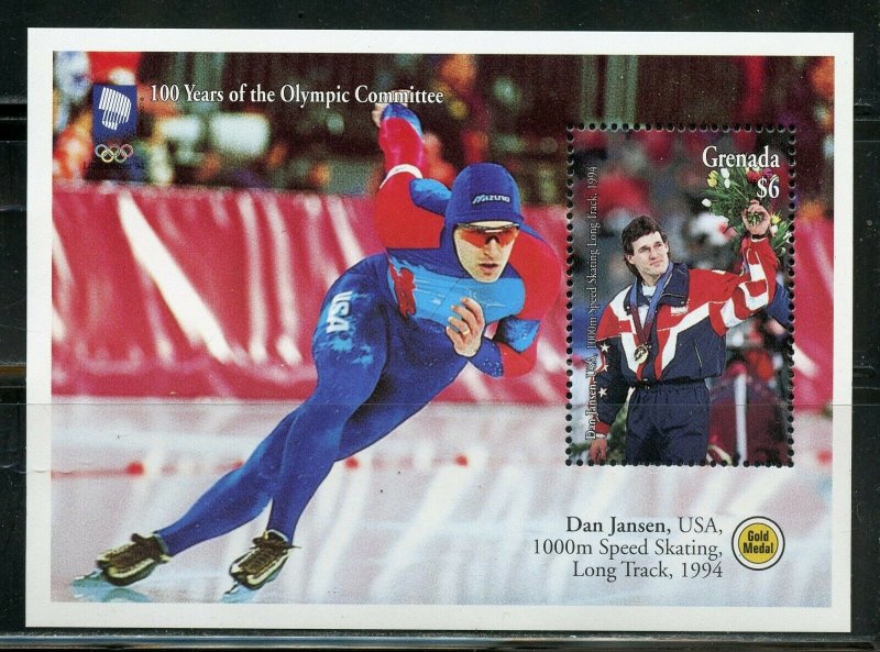 GRENADA  CENTENARY OF THE OLYMPIC GAMES SET & SOUVENIR SHEET  MINT NH  