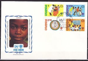 Uganda, Scott cat. 223-226. Int`l Year of the Child issue. First day cover. ^