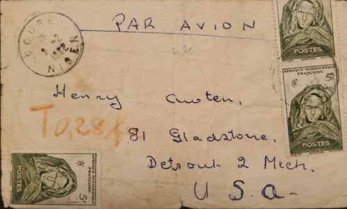 O) 1956 FRENCH WEST AFRICA, WOMAN MAURITANIA SCT 49, FROM NIGER TO USA 