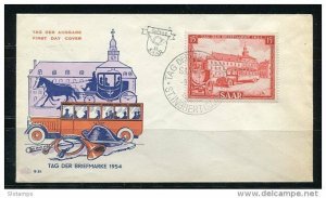 Germany SAAR 1954  First Day Cover Mi 349 Special cancel (Tag der Briefmarke)CV