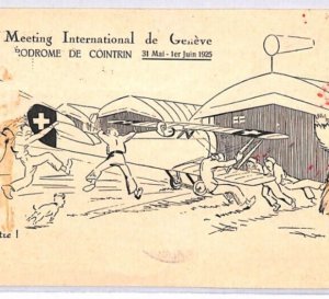 SWITZERLAND AirMail COMIC AVIATION Card 1925 Geneva TRIANGULAR Semi-Postals PH13