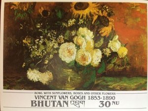 Bhutan 1991 - Van Gogh Paintings Art - Souvenir Stamp Sheet - Scott #1017 - MNH