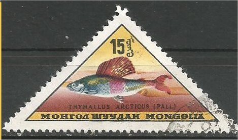 MONGOLIA, 1962, used 15m, Fish Scott 310