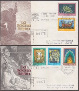 VATICAN Sc #550-4.4 SET of 2 FDC X 5 BIBLE - CREATION, NOAH & MORE (REGISTERED)