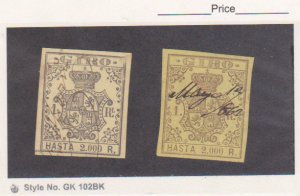 2 SPAIN 1 Hasta 2.000. r. GIRO Revenue Stamp 1862 Business Tax. Used