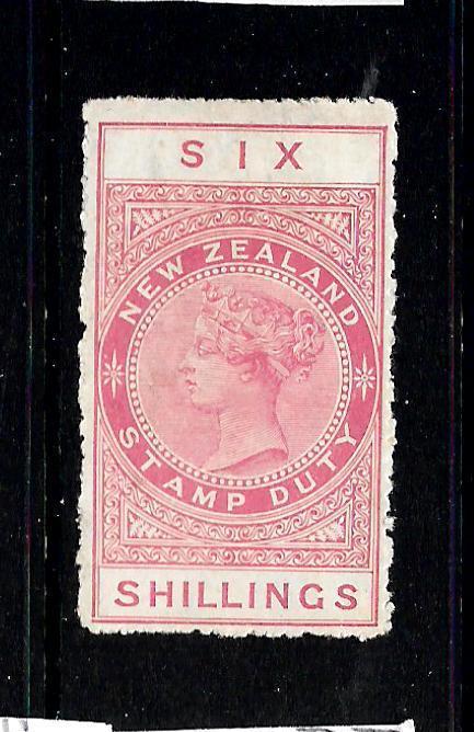 NEW ZEALAND  1882-27 6/-   QV  REVENUE  MLH   P14   SG F103  Sc AR57