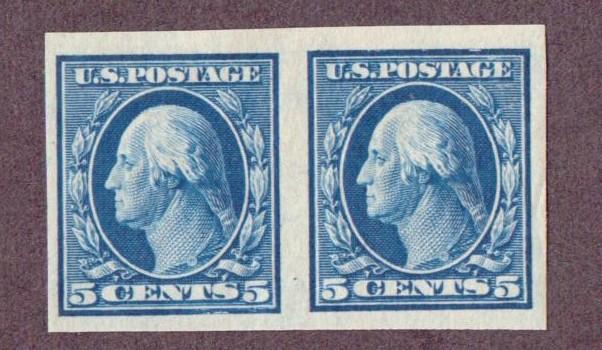 Scott # 347 Washington Five Cents Coil Pair Mint & Hinged