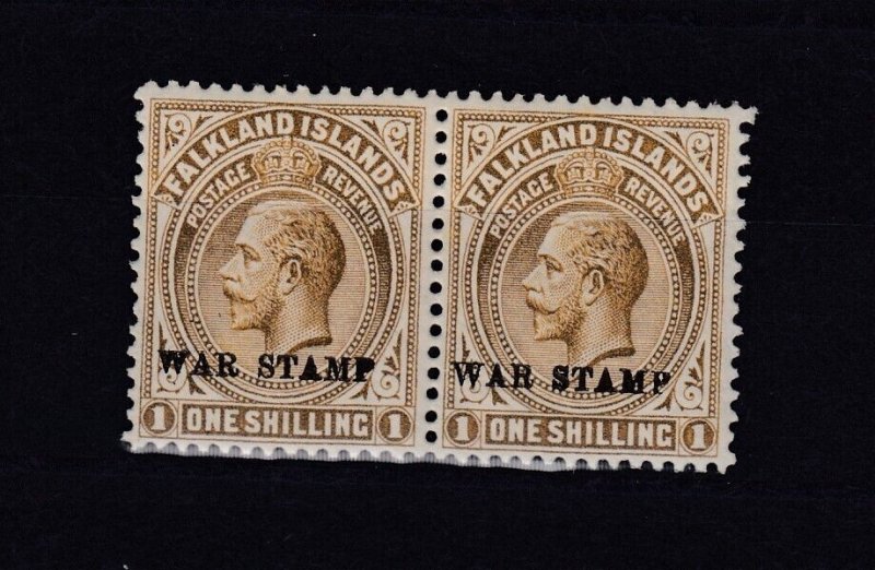Falkland Islands KGV 1918 1/- War Stamp Pair SG72a MLH BP7858