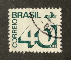 Brazil 1973 Scott 1254 used - 40c, Numeral and Post office emblem