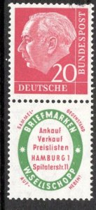 Germany Bund Scott # 710, label R1, mint nh, se-tenant, S29