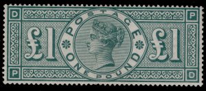 GB QV SG212, SCARCE £1 green, VLH MINT. Cat £3500.