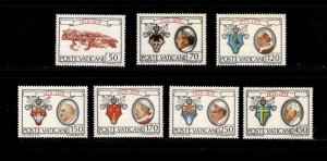 VATICAN Scott 657-663 MNH**  Popes and Papal Arms set