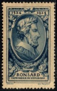 1924 France Poster Stamp 400th Anniversary Birth Pierre de Ronsard