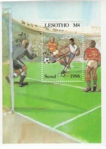 Lesotho 1987 - Olympics Sports Soccer - Souvenir Stamp Sheet - Scott #577A - MNH