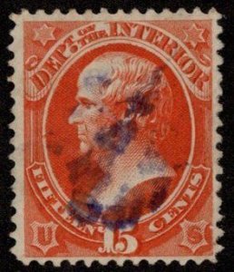 USA SC #O21 U 1873 15c Interior / Hamilton CV $25.00