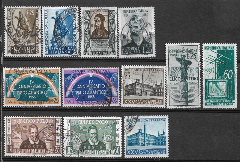 COLLECTION LOT #483 ITALY 12 STAMPS 1953+ CV+$20