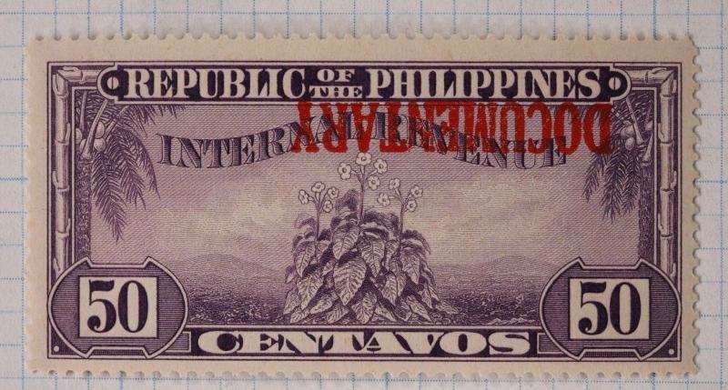 Philippines Warren W1337i 50c inverted ovpt Documentary only 3 sheet known DL