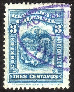 1923, Colombia 3c, Used, thin, Sc 372