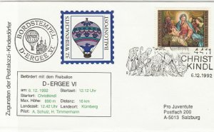 Austria 1993 Christmas Slogan Balloon Post Birth of Christ Stamps Cover Ref28000