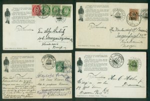 NORWAY 1918, FRAM CARDS, 4 diff, all postally used, quite nice, scarce & VF