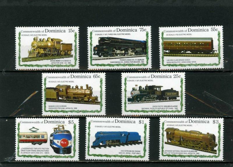 DOMINICA 1992 Sc#1504-1511 LOCOMOTIVES/TRAINS SET OF 8 STAMPS MNH 