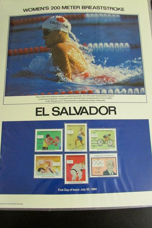 World 1984 Olympic Games Philatelic Stamp Panels Collection